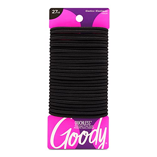 Goody Ouchless Womens Elastic hair Tie-27 Count , Black - 4mm za srednju kosu, Reps i More & Ouchless Elastic