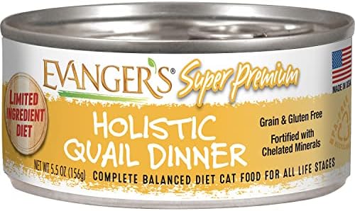 Evanger's Super Premium holistička prepelica za mačke za mačke, 24 x 5,5 oz limenke