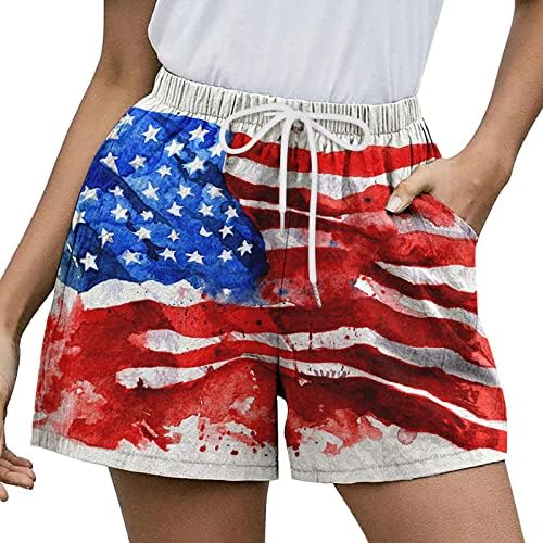 Ruiruilico ženske šarke za noge Američka zastava Patriotske ljetne ležerne kratke hlače elastične struke