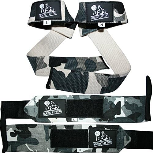 Wrist Wraps & trake za podizanje Bundle-Camo Grey Bundle sa koljena kompresije rukave XLarge