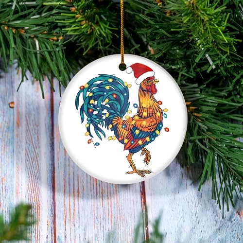 Božićna dekoracija -Funny pileća božićna svjetla Pajama farmer ukrament - keramički božićni ukras,