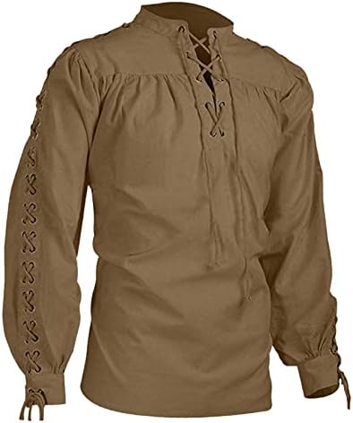 Uangkou vintage etničke gotičke košulje za muškarce muške srednjovjekovne gusarske košulje za zavoj dugih rukava