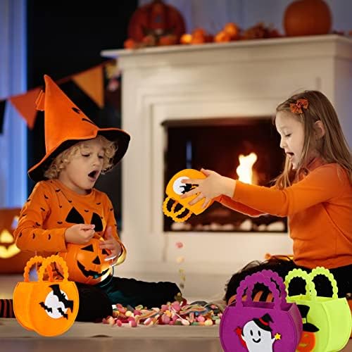 QPOUT 4 komada Noć vještica ili tretiraju torbe za djecu, osjetila Halloween Candy torbe male, 4 slatke