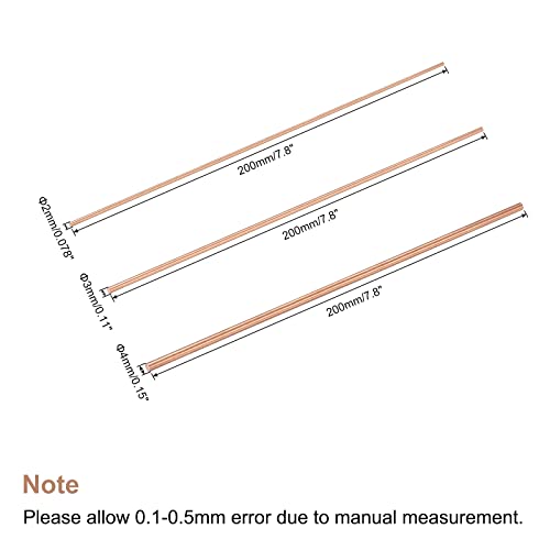 MECCANIXITY 2,3,4 mm Prečnik 300mm dužina čvrstog bakra okrugli štap Strug Bar zaliha za DIY Craft 3in