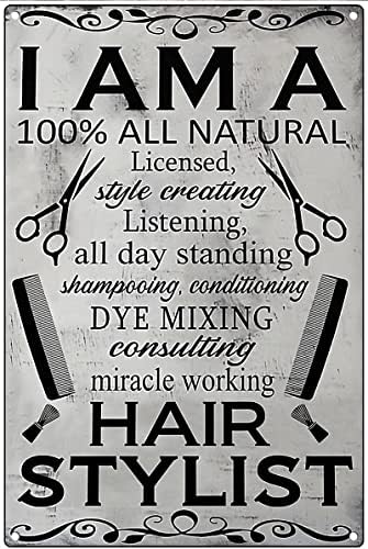 Vintage slika Limeni znak Ja sam Svi prirodni licencirani, Kozmetički Salon, Frizerski Salon, Salon