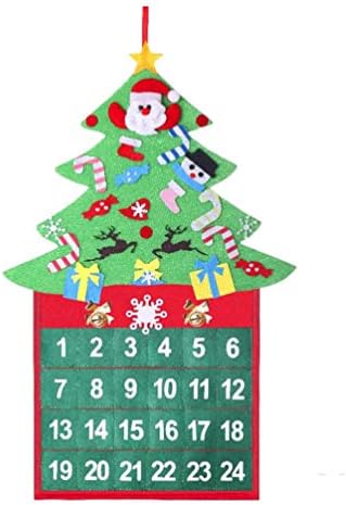 Amosfun Home Accessories Božić Advent Odbrojavanje Kalendar Božić Felt Tree Božić Zid Visi Ukrasi Ukrasi Čarapa
