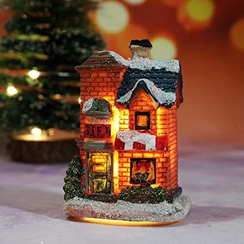 NUOBESTY 4pcs LED svjetlo za Božić scenu smole seoska kuća Mini seoske kuće minijaturne vile Vrtna kuća