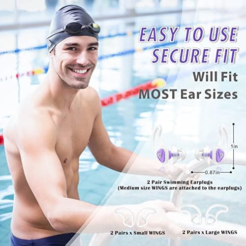 2 para čepova za uši za plivanje, Hearprotek nadograđeni čepići za plivanje za plivanje za odrasle po mjeri