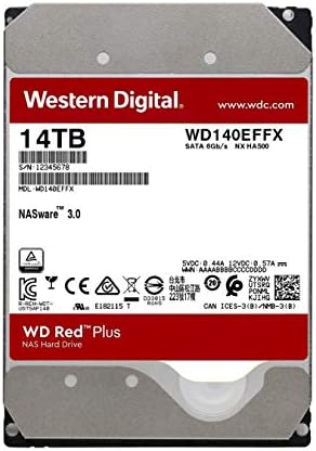 Western Digital 14TB WD Red Plus NAS interni Hard disk HDD-5400 RPM, SATA 6 Gb/s, CMR, 512