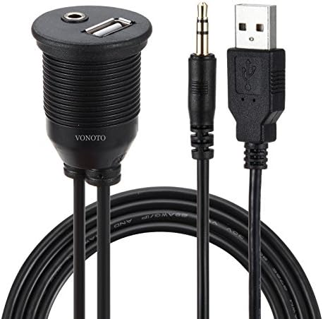 VONOTO 1M USB i 3,5 mm do USB i 3,5 mm AUX Flush Mount Dash Panel kabel za ugradnju sa nosačem za ugradnju