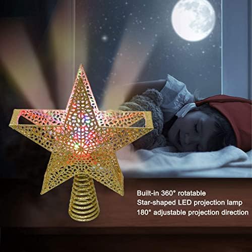 Božićna stabla stablo se osvijetljena ugrađena LED-u višebojna svjetla, 3D pentagram zlatni zvezdani nosač u božićnom
