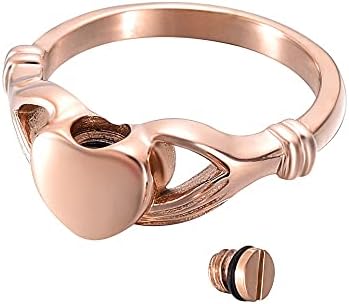 Gmbn URN prstenovi prsten za kremiranje srca od nehrđajućeg čelika pepeo držač za žene za žene za žene