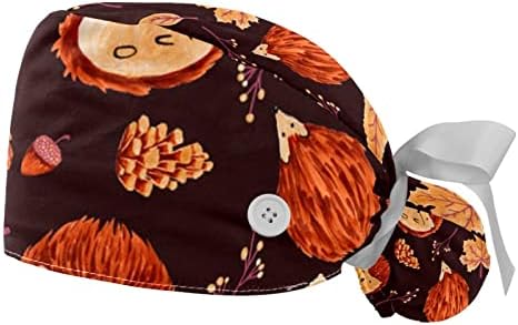 Niaocpwy jesen lišće ježev radnu kapu sa dugmićima dugačka kosa elastična vrpca kravata za žene za žene