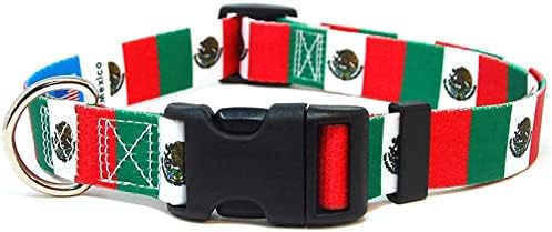 Meksiko ovratnik za pse | Meksiko zastava | Brzo izdanje kopča | Napravljeno u NJ, SAD | za srednje pse