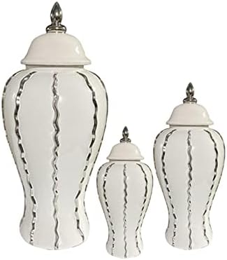 Magideal Keramički ukrasni đumbir Jar Skladištenje JAR sa poklopcem 27x60cm cvjetni aranžman luksuzni bijeli