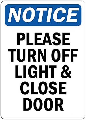 OBAVIJEST - Isključite znak svjetla i zatvaranja vrata | Naljepnica naljepnica naljepnica na