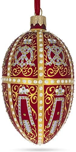 1896. dvanaest monograma u ornamentu stakla od crvenog Kraljevskog jaja 4 inča