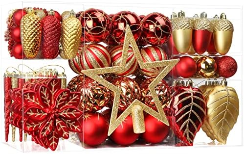 SHareconn 106pcs Božić Balls ukrasi Set, Shatterproof plastike dekorativne Baubles za Božić Tree Decor odmor