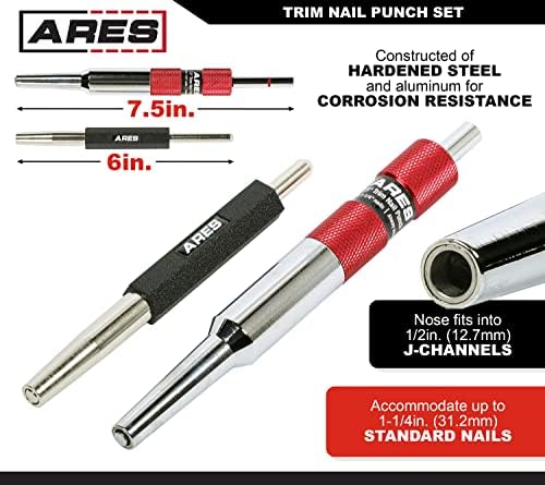 ARES 10117 – 2-komad Trim Nail Punch Set-6 – inčni i 7.5-inčni Nail Punches pogon Trim nokte dok štiti finiš i ruke-za upotrebu sa Trim noktiju do 1-1 / 4-inčni