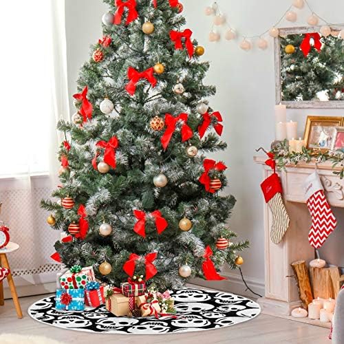 Alaza Christmas Drvo ukras, mali mini stablo suknje za suknje 35,4 inča sa lubanjem za Halloween