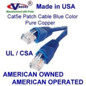 Napravljeno u SAD-u,, CAT5E Ethernet patch kabel - RJ45 Computer Network Cord - plava,