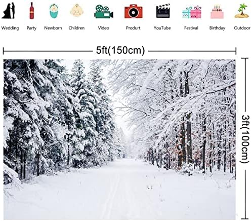 5x3ft pozadina zimske šumske staze teški snijeg grane pod pritiskom snijeg prekriven Banner fotografija