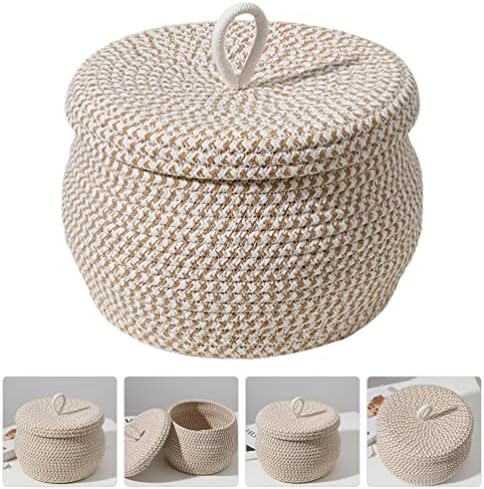 Cabilock Početna Dekor Početna Decor okrugla konop Košara sa poklopcem: 3pcs Dekorativni tkani