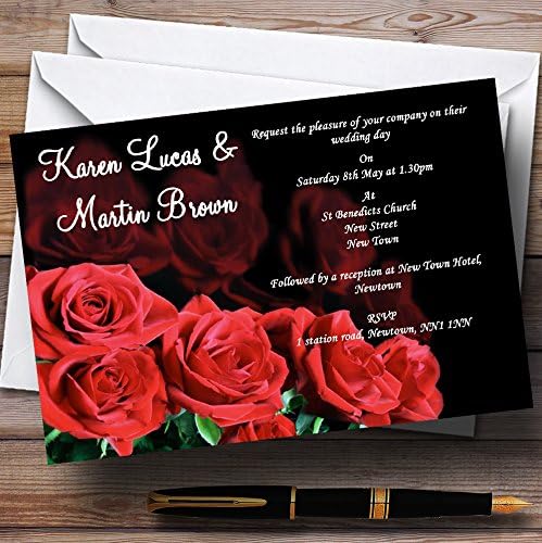 Crne i crvene ruže personalizirane večernje prijemne pozivnice