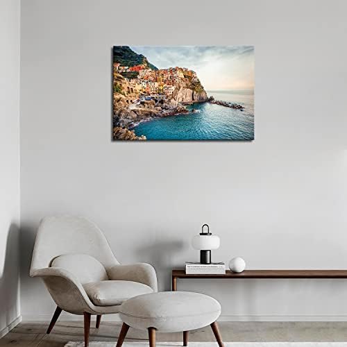 Italija Cinque Terre Manarola more Mediteran zid Art Painting Pictures Print On Canvas City The