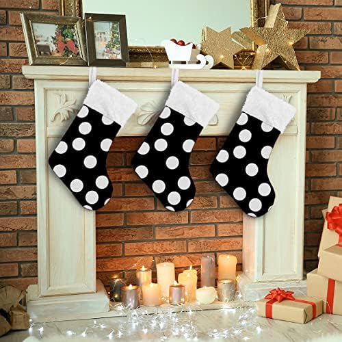 Božićne čarape Bijela crna polka tačka crno bijela plišana manžetna Mercerizirana velvet porodični