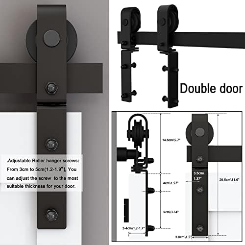 BONIKLUBA 60 Bi-Folding klizna Barn vrata hardver Kit za 4 vrata, glatko& tiho, Crna staza J oblik