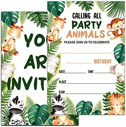 Rođendanske pozivnice za dječake, džungle, životinje za rođendan, pozivnice za rođendan, safari