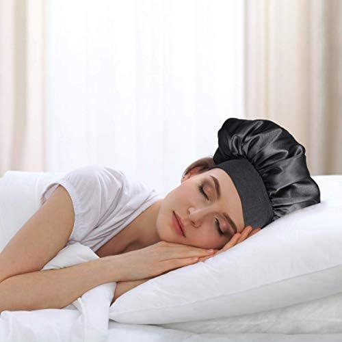 Wonnabuy 2pcs saten kapa za spavanje Elastična široka traka kapa, kosu za kosu, kapa za spavanje, noćna