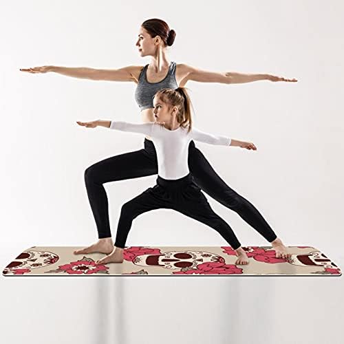 Lobanja sa Florals Novelty Extra Thick Yoga Mat - Eco Friendly Non - slip Exercise & amp; fitnes Mat Workout