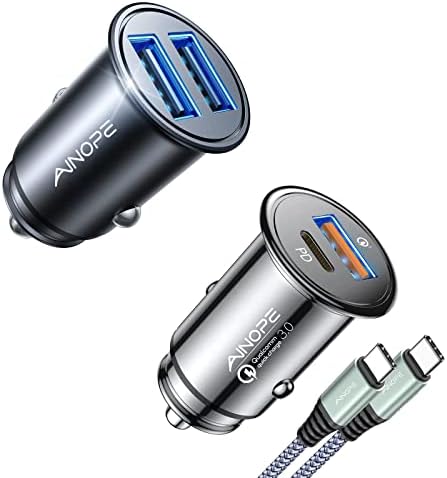 AINOPE USB C car charger i Mini Car Charger Pack, 48W fast USB C Auto charger Adapter Super Mini