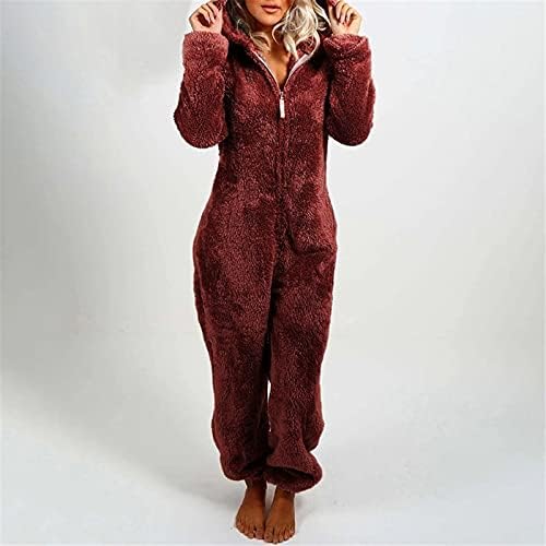 Odjeća za spavanje plišani kombinezon za žene zimski Casual Patentni zatvarač sa kapuljačom Dugi rukav duge pantalone