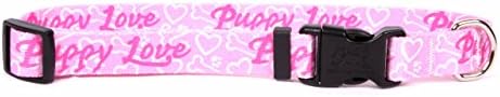 Žuti dizajn psa štene Love Pink ovratnik za pse, X-mali-3/8 širok i odgovara veličini vrata od 8 do 12