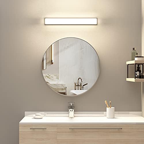 KAASUNES 26-inčni savremeni brušeni Nerđajući čelik srebrni zidni okrugli ogledalo, stakleni Panel krug duboki Set dizajn za kupatilo, ulaze, dnevne sobe