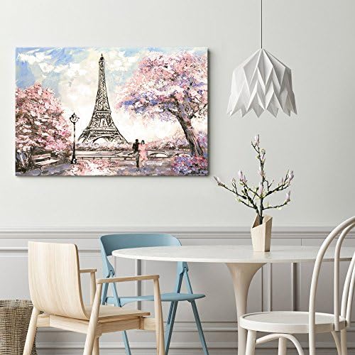 Vizuelni umjetnički dekor Pink Sažetak Paris Canvas Wall Art Romance par Sakura procvat Eiffelov toranj slika