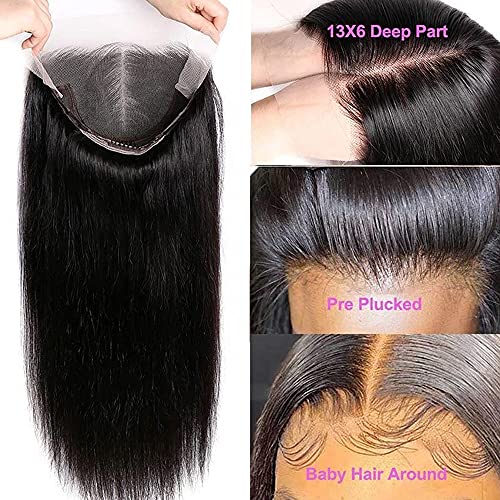 VIPbeauty 26 inča 13x6 HD prozirna čipka prednja perika ravna perika za ljudsku kosu za crne žene
