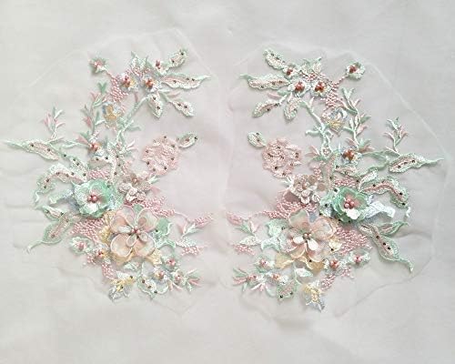 1 par 3D cvjetni vez čipkasti oblozi svadbene vjenčane primjene perli pearl tulle diy šivene obloge vjenčani