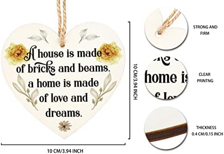 Drvena viseća ploča za bokljenje srca, novi kućni znakovi, pokloni za kuću za novu kuću, viseći znak drva