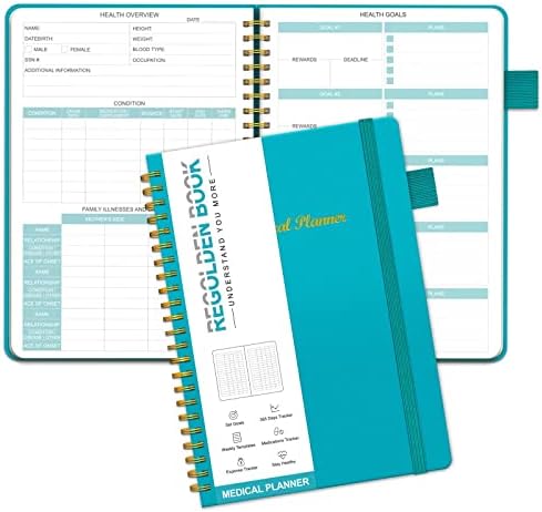 Regolden-Book Dailynecret Notebook Tvrdi pričvršćivač fitness Health Records i dijeta, uvjeti,