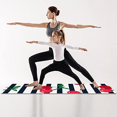 Siebzeh Stripe and Cherry Premium Thick Yoga Mat Eco Friendly gumeni Health&fitnes non Slip Mat za sve vrste