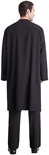 Ljetna muška majica Muški povremeni srednji gumb dolje džep muslimanske robe pantalone Dvodijelni