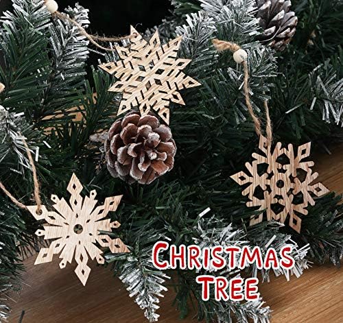 Drvene pahuljice Božićni ukrasi 16kom Drvo viseći ukrasi Rustikalni drveni zanati