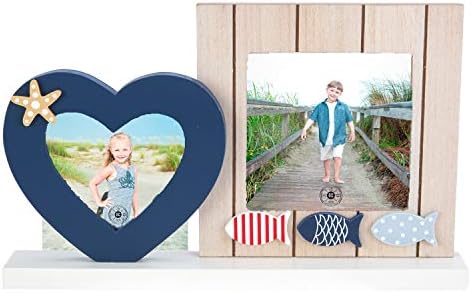 BeachCombers Srčani dvostruki 4 x 4 / 3,5 x 3 okvir okvir za fotografije okvira Slika za zidnu policu