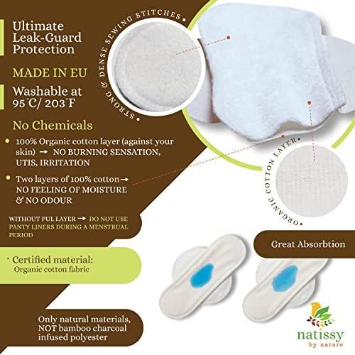 Platnene uloške za gaćice 7-pakovanje organskog pamuka za svakodnevnu upotrebu & amp; platneni ulošci menstrualni