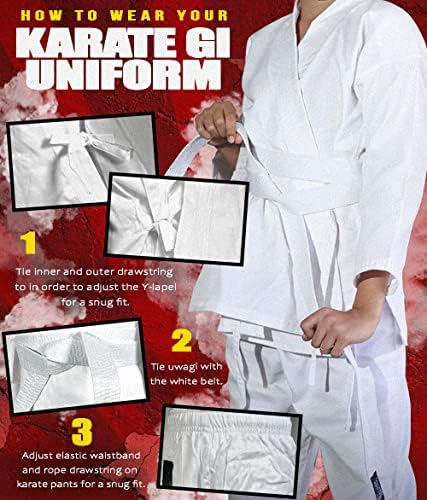 InteliFun karate uniforme sa kaišom za djecu izdržljive studentske karatei GI borilačke umjetnosti uniformu