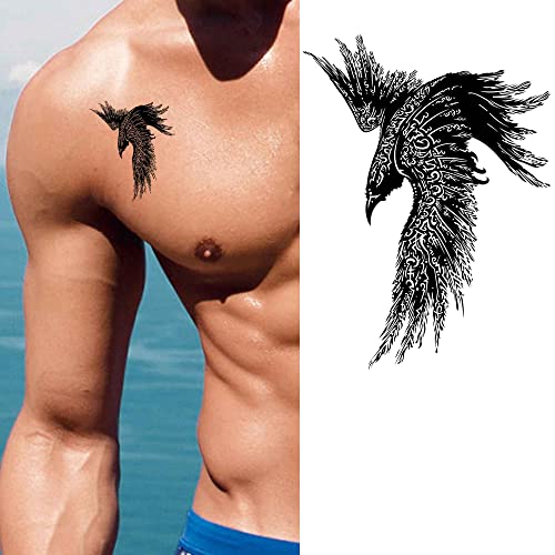 Dopletattoo Šest listova Privremene tetovaže gavrane vrane Tribal Maori za muškarce lažne tetovaže za žene